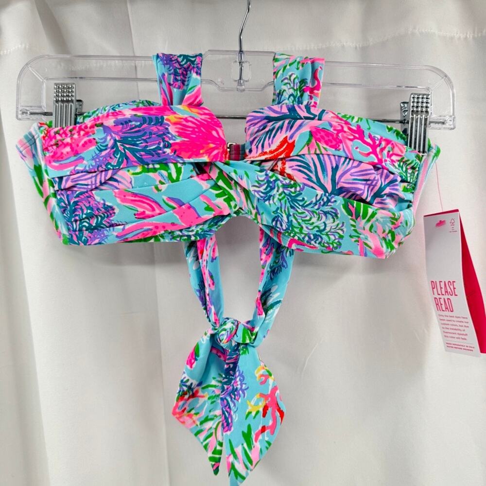 Lilly Pulitzer Eddee Cay to My Heart Celestial Blue Bandeau Bikini Top Sz 2